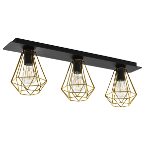   Mennyezeti lámpa három foglalattal, fekete-sárgaréz - Tarbes Eglo 43655
