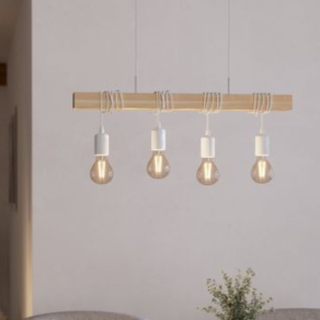   Függesztett lámpa négy foglalattal, fehér-fa színű - Townshend Eglo 43704