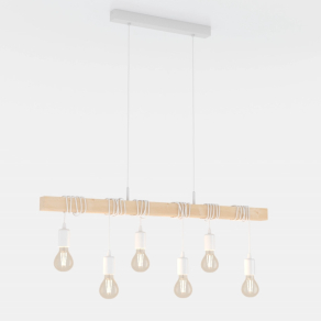   Függesztett lámpa hat foglalattal, fehér-fa színű - Townshend Eglo 43705
