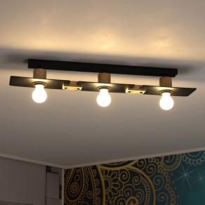   Mennyezeti lámpa három foglalattal, fekete-fa színű - Bramerton Eglo 43751