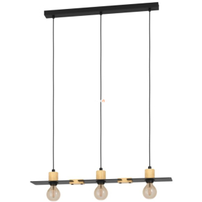   Függesztett lámpa három foglalattal, fekete-fa színű - Bramerton Eglo 43752