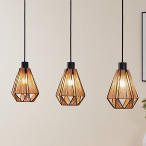   Függesztett lámpa három foglalattal, fekete-barna színű - Adwickle Eglo 43777