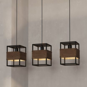   Függesztett lámpa három foglalattal, fekete-barna színű - Evesham Eglo 43805