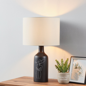   Asztali lámpa stlizált női alak grafikával, fekete, 53,5 cm - Vinoza Eglo 43823, 1xE27 foglalattal, 220-240 V