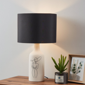   Asztali lámpa stlizált női alak grafikával, fehér, 53,5 cm - Vinoza Eglo 43824, 1xE27 foglalattal, 220-240 V