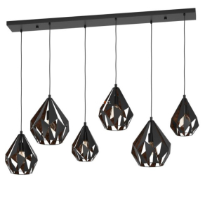   Függesztett lámpa hat foglalattal, fekete-vörösréz - Carlton Eglo 43846