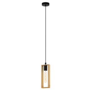   Függesztett lámpa, fekete-fa színű - Littleton Eglo 44051