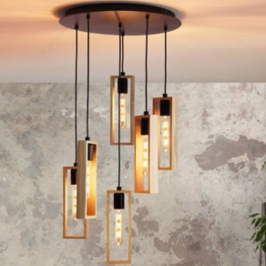   Modern csillár hat foglalattal, fa keretekkel - Littleton Eglo 44054