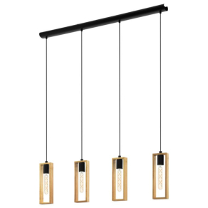   Függesztett lámpa rácsos búrákkal, kilenc foglalattal, fekete-fa színű - Townshend Eglo 44077