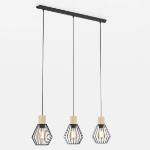   Függesztett lámpa három foglalattal, fekete-fa színű - Palmorla Eglo 44094
