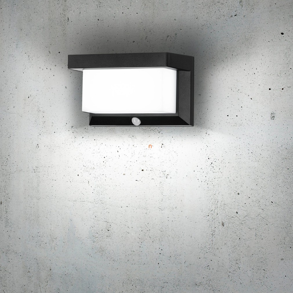 Mozgásérzékelős kültéri fali LED lámpa napelemmel, 102 W, hidegfehér, fekete (Utrera)
