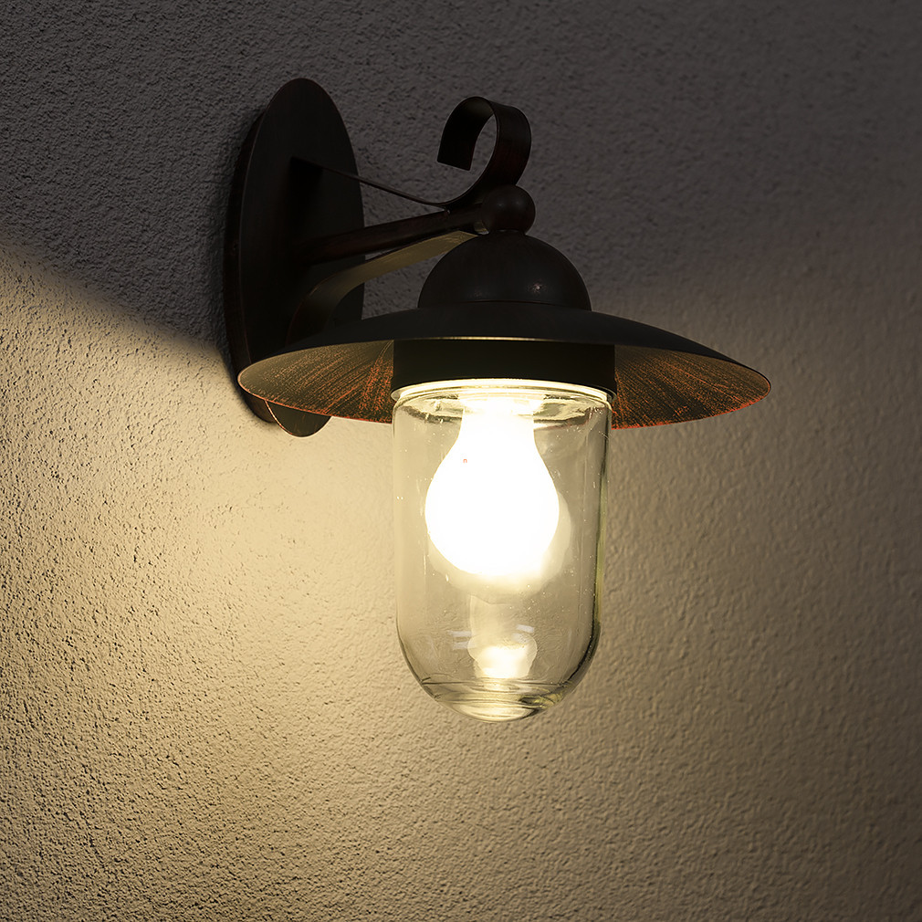 Bontott csomagolású Rusztikus kültéri fali lámpa, antikolt barna (Milton)
