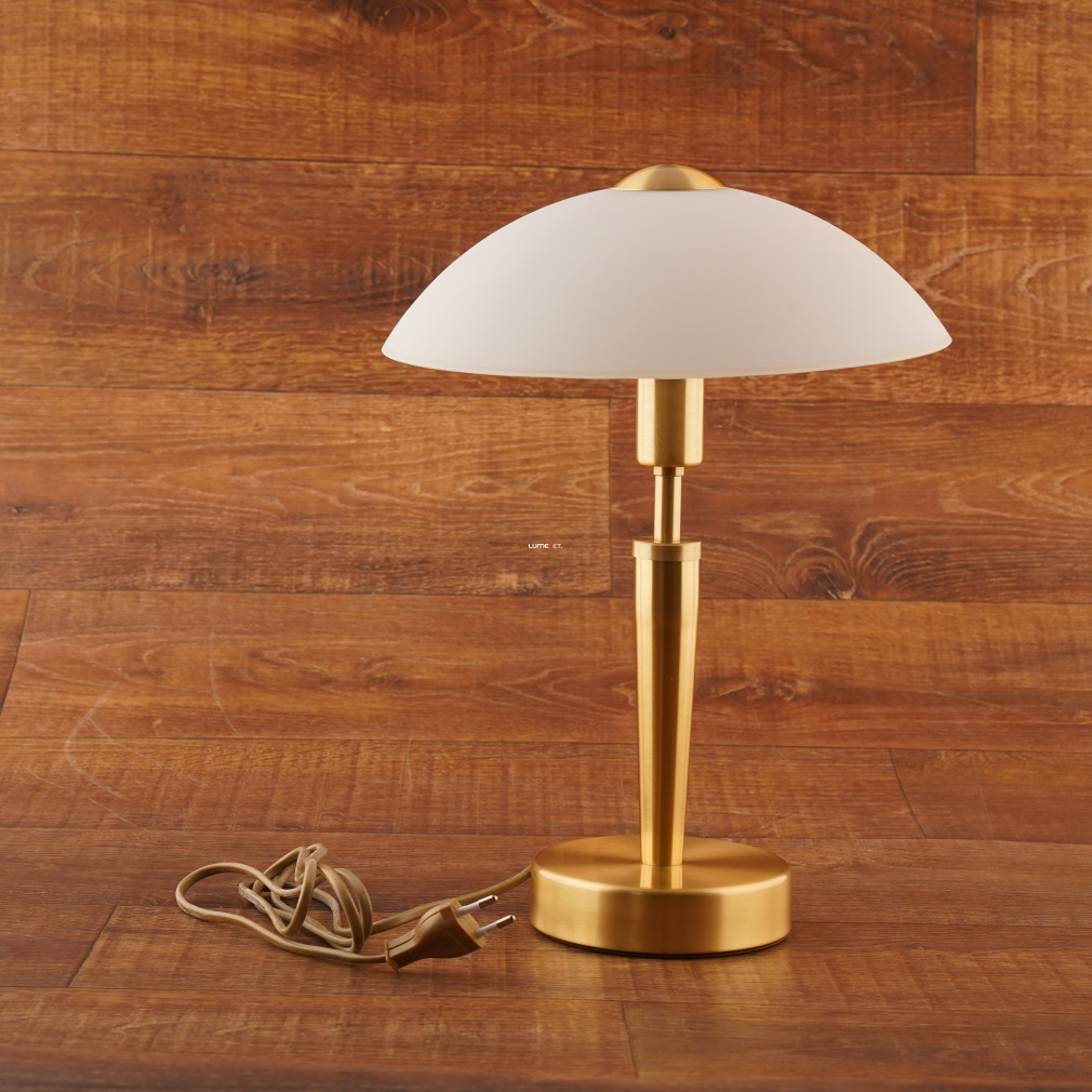 Érintőkapcsolóval szabályozható asztali lámpa, fehér-sárgaréz (Solo)