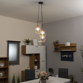   Függesztett lámpa vörösréz színű, három foglalattal - Tarbes Eglo 94196