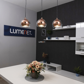   Dupla búrás függesztett lámpa vörösrézszínben, három foglalattal - Rocamar Eglo 94591