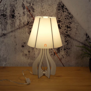   Kontúrozott fa asztali lámpa fehér színben, 45 cm - Cossano Eglo 94947, 1xE27 foglalattal