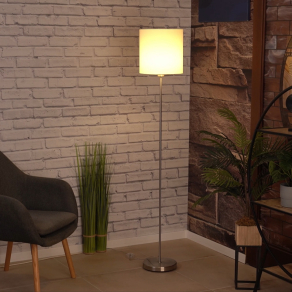   Állólámpa talpkapcsolóval, 158 cm, fehér-ezüstszínű - Pasteri Eglo 95164, textil, 1xE27 foglalattal