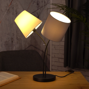   Asztali lámpa fehér-antracit, két foglalattal, 47 cm - Almeida Eglo 95194, 2xE14 foglalattal