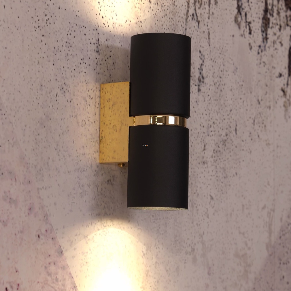 Fali lámpa két foglalattal, 17 cm, fekete-arany színű (Passa)