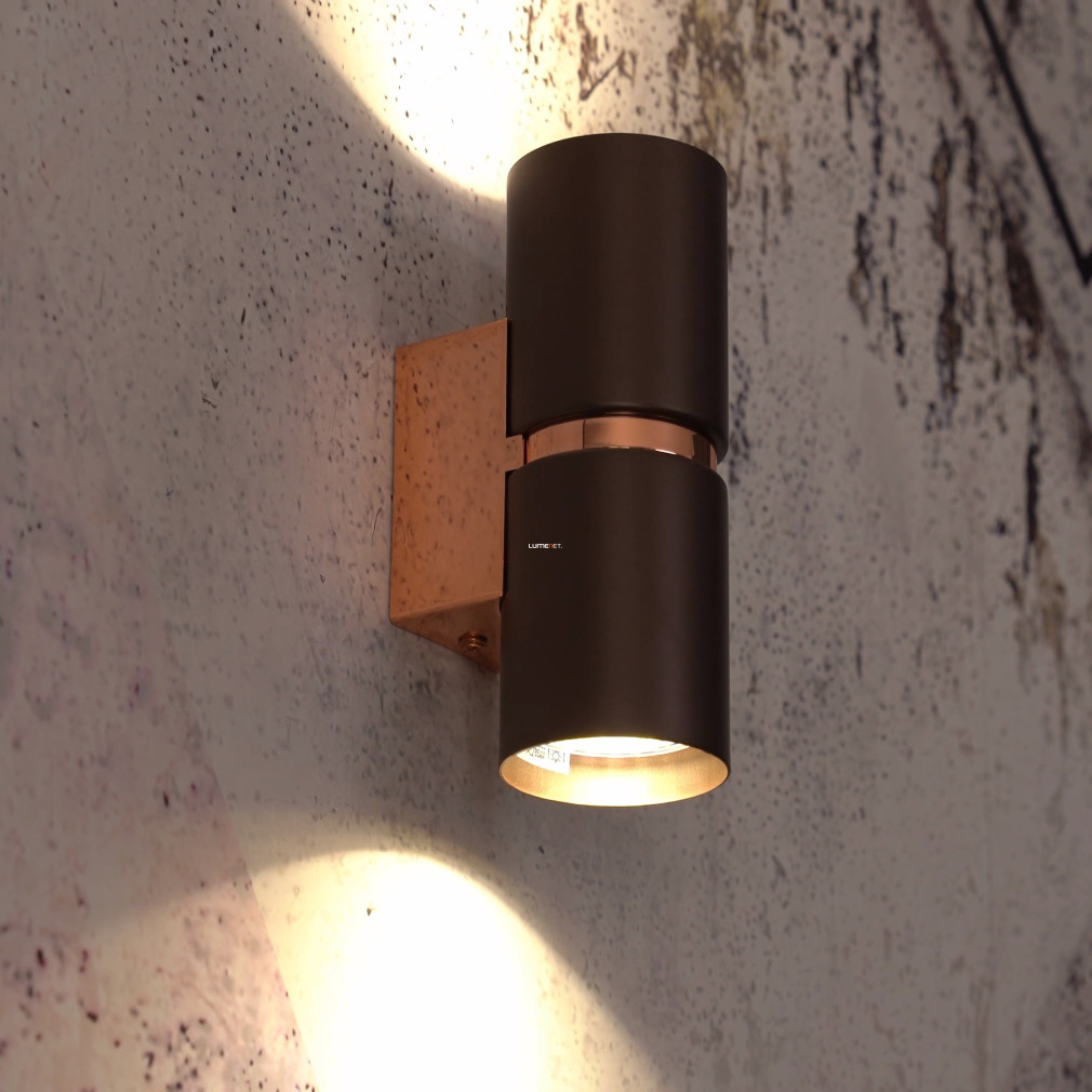 Fali lámpa két foglalattal, 17 cm, barna-vörösréz (Passa)