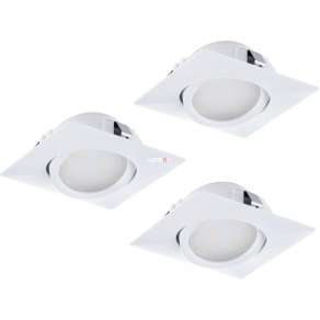   Süllyesztett LED spot lámpa, szögletes 18 W, melegfehér, fehér, 3 darabos - Pineda Eglo 95844