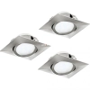 Süllyesztett LED spot lámpa, szögletes 18 W, melegfehér, nikkel, 3 darabos - Pineda Eglo 95846