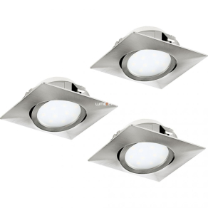   Süllyesztett LED spot lámpa, szögletes 18 W, melegfehér, nikkel, 3 darabos - Pineda Eglo 95846