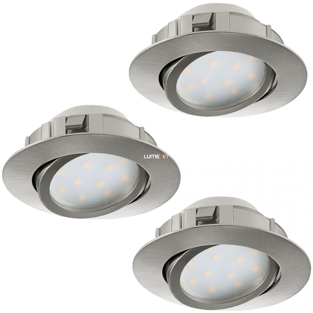Süllyesztett LED spotlámpa, kerek 18 W, melegfehér, 8,4 cm, nikkel, 3 darabos (Pineda)