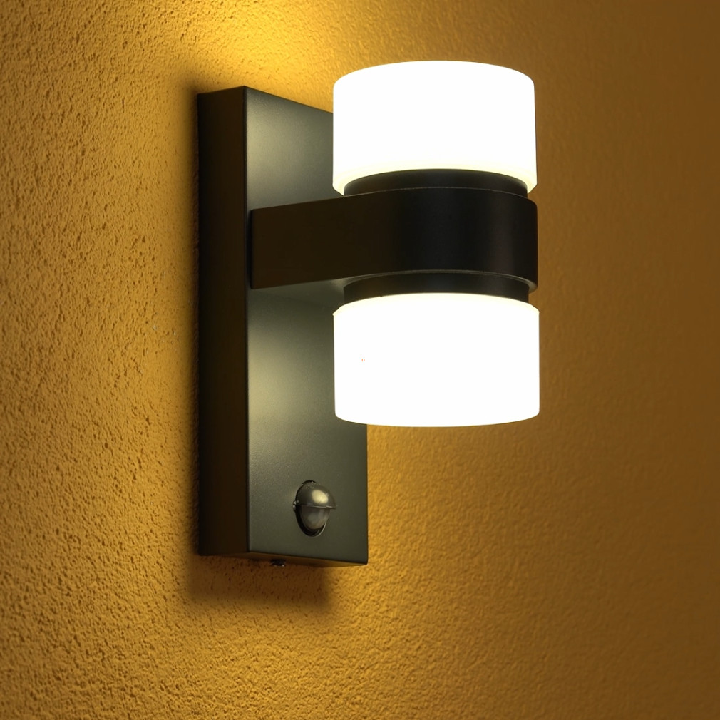 Mozgásérzékelős kültéri fali LED lámpa 12 W, melegfehér, fekete-fehér színű (Atollari)