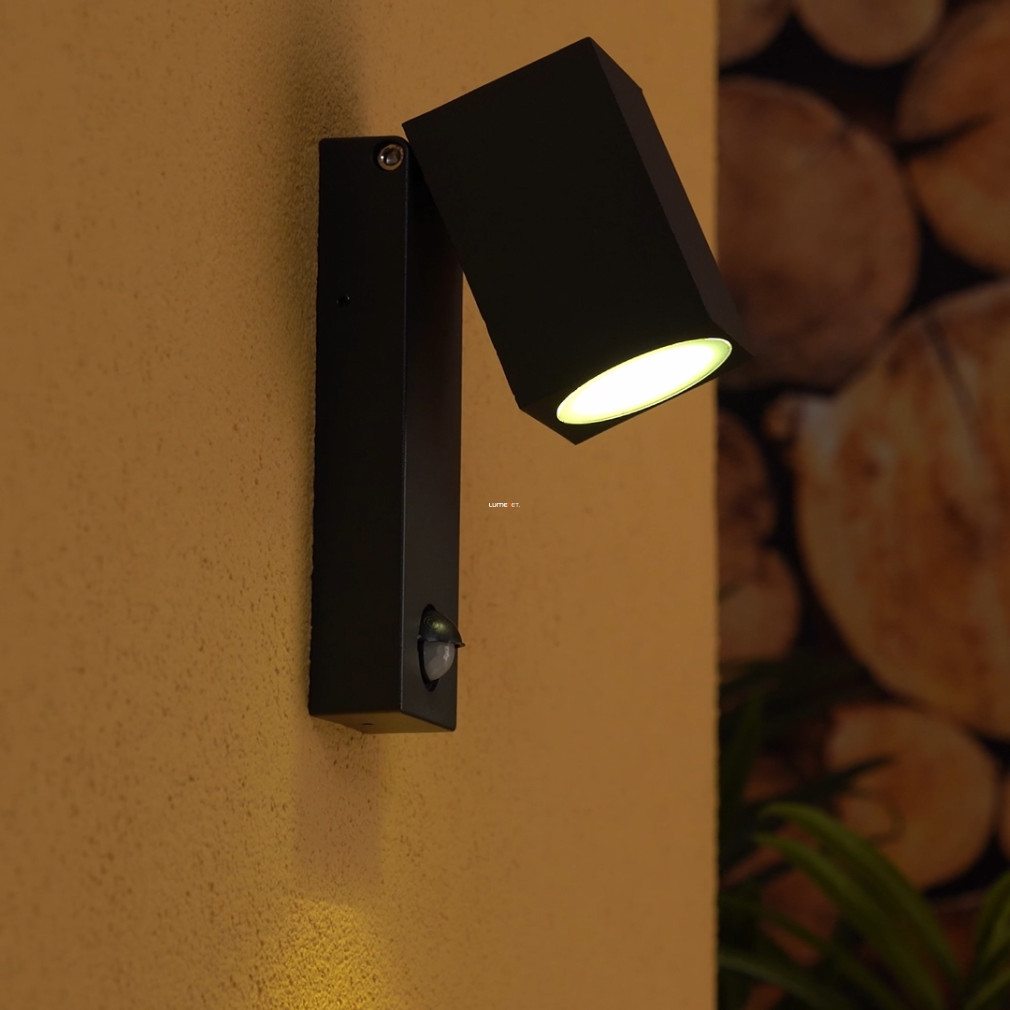 Mozgásérzékelős kültéri fali LED lámpa 102 W, hidegfehér, fekete, áttetsző (Faedo)