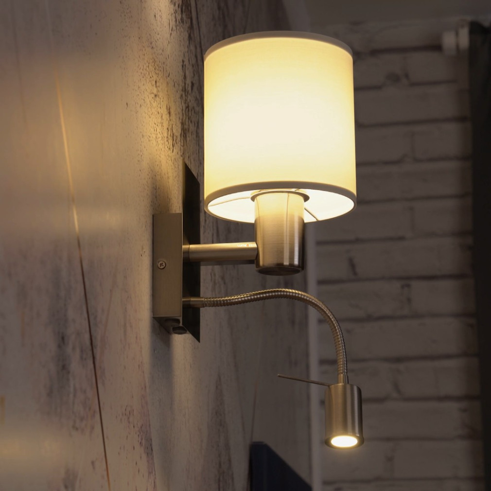 Fali lámpa LED olvasókarral, nikkel-fehér színű (Pasteri)