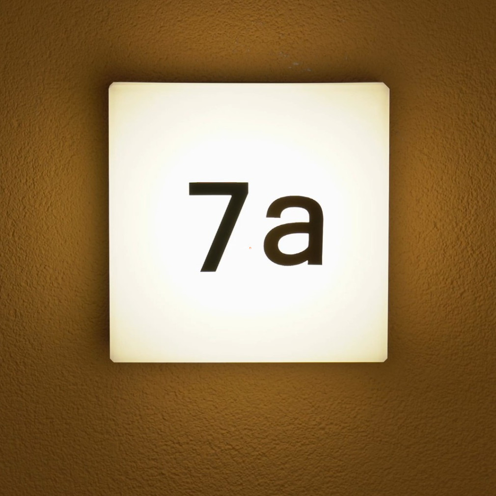 Kültéri házszám világító fali LED lámpa betű és szám matricákkal (Cornale)