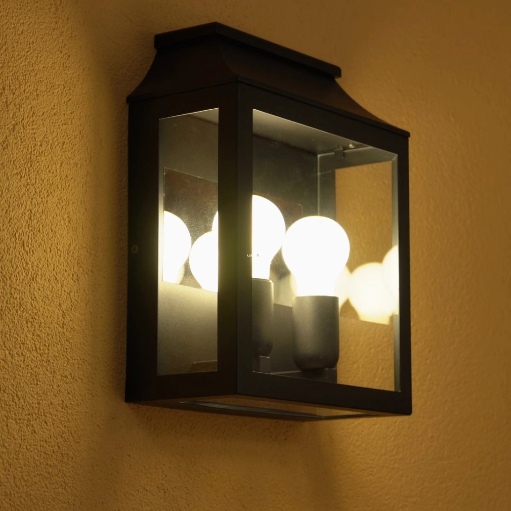 Üvegházas kültéri fali lámpa, fekete (Soncino)