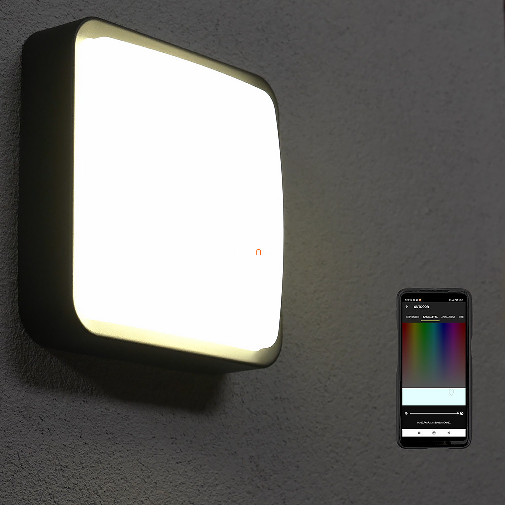 Kültéri okos fali LED lámpa, 25x25 cm (Piove-C)