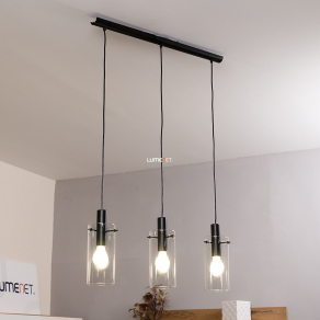   Függesztett lámpa, fekete-áttetsző, három foglalattal - Montefino Eglo 97367