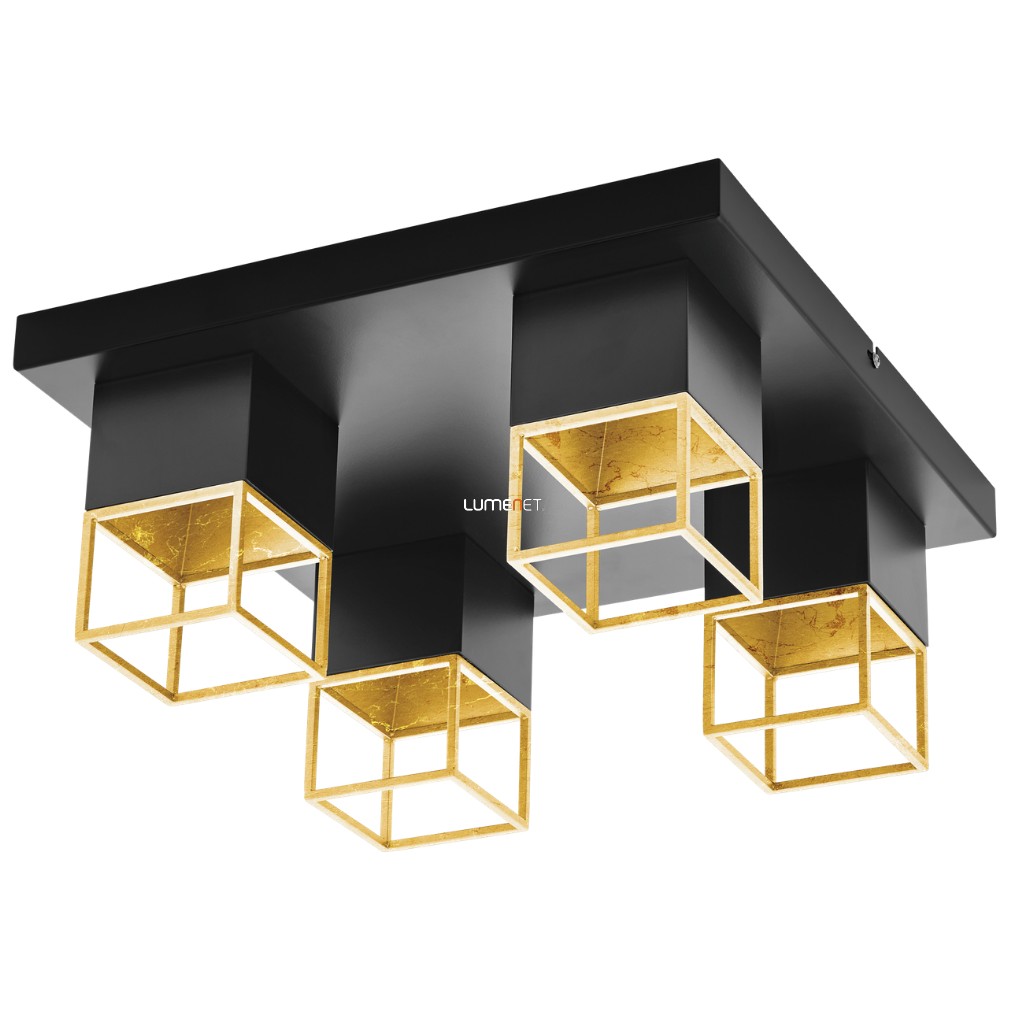 Mennyezeti lámpa négy foglalattal, fekete-arany színű (Montebaldo)