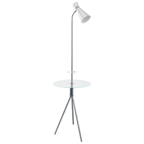   Polcos állólámpa, 159 cm, fehér-nikkel színű - Policara Eglo 97772, üveg, 1xE27 foglalattal