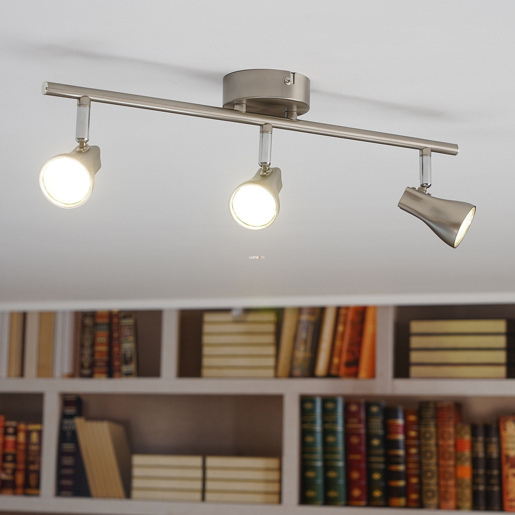 Bontott csomagolású LED spotlámpa 9 W, melegfehér, 48x8 cm, nikkel színű (Tiberio)