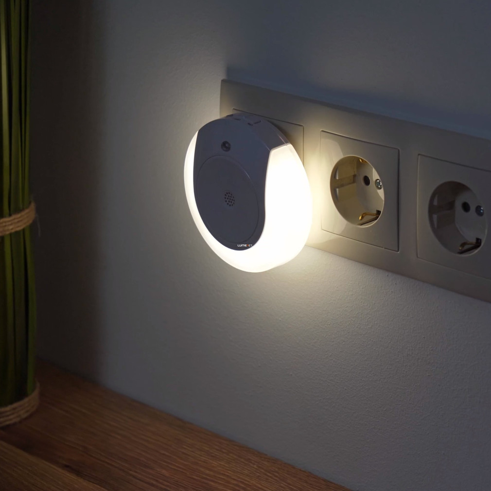 Bontott csomagolású LED éjszakai fény alkonykapcsolóval 0,8 W, melegfehér, fehér színű (Tineo)