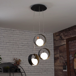   Függesztett lámpa három foglalattal, fekete-fehér színű - Camargo Eglo 98441