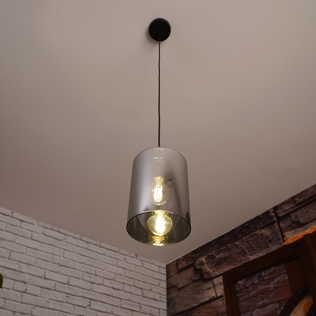 Bontott csomagolású Függesztett lámpa, 16 cm, fekete-füstszínű (Cadaques)