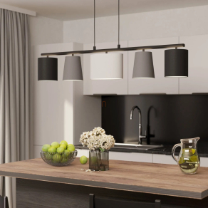   Függesztett lámpa öt foglalattal, fekete-fekete-szürke-fehér színű - Almeida Eglo 98588