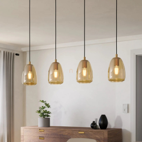   Függesztett lámpa négy foglalattal, sárgaréz-borostyán színű - Alobrase Eglo 98649