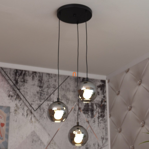   Függesztett lámpa három foglalattal, fekete-füstszínű - Ariscani Eglo 98653