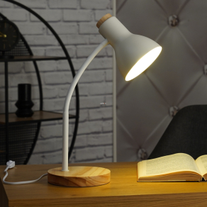   Íróasztali lámpa, fehér-fa, 49 cm - Veradal Eglo 98832, 1xE27 foglalattal