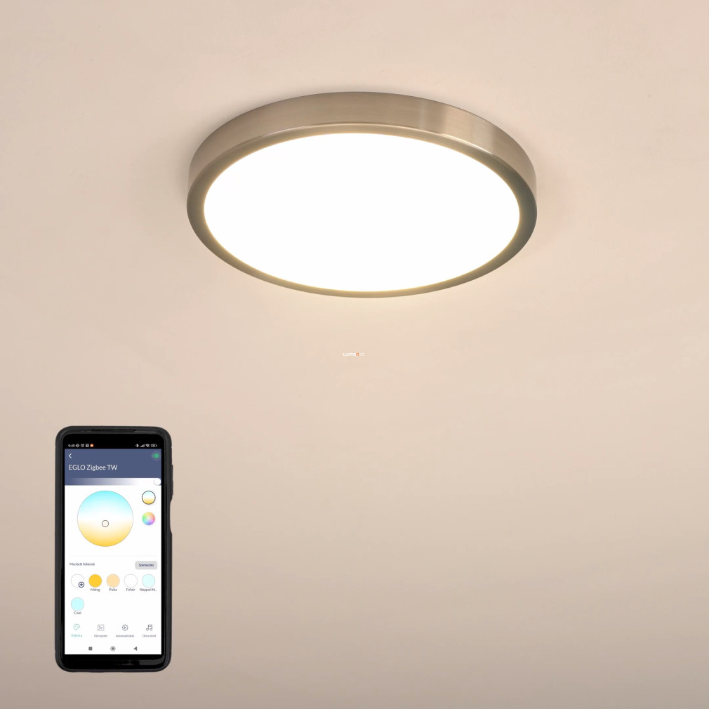Szabályozható mennyezeti LED lámpa 19,5 W, hideg-melegfehér, nikkel-fehér színű (Fueva)