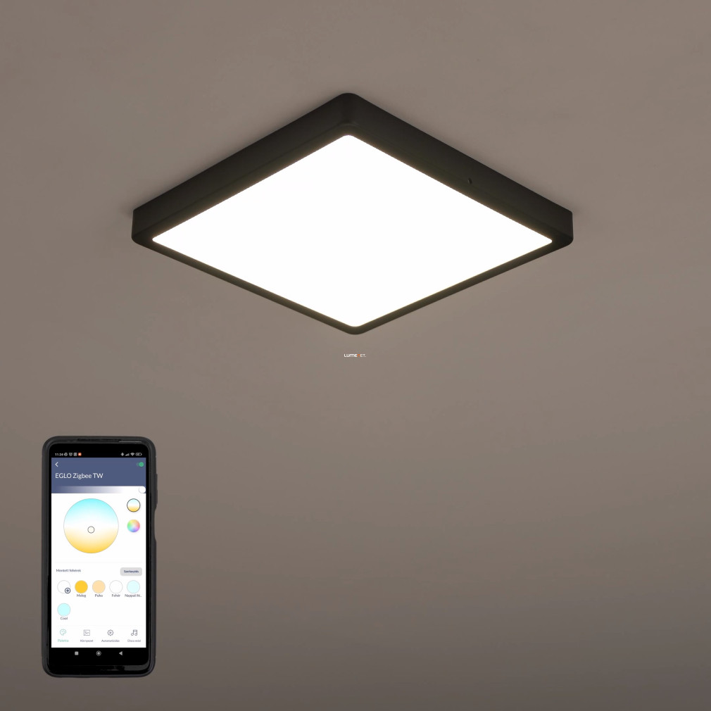 Szabályozható mennyezeti LED lámpa, szögletes, 19,5 W, hideg-melegfehér, fekete-fehér színű (Fueva)