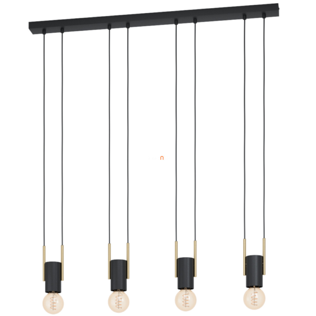 Függesztett lámpa négy foglalattal, fekete-sárgaréz (Bitachito)