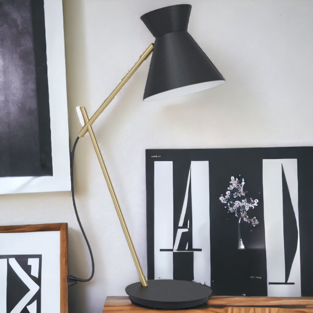 Design asztali lámpa, fekete-arany színű (Amezaga)