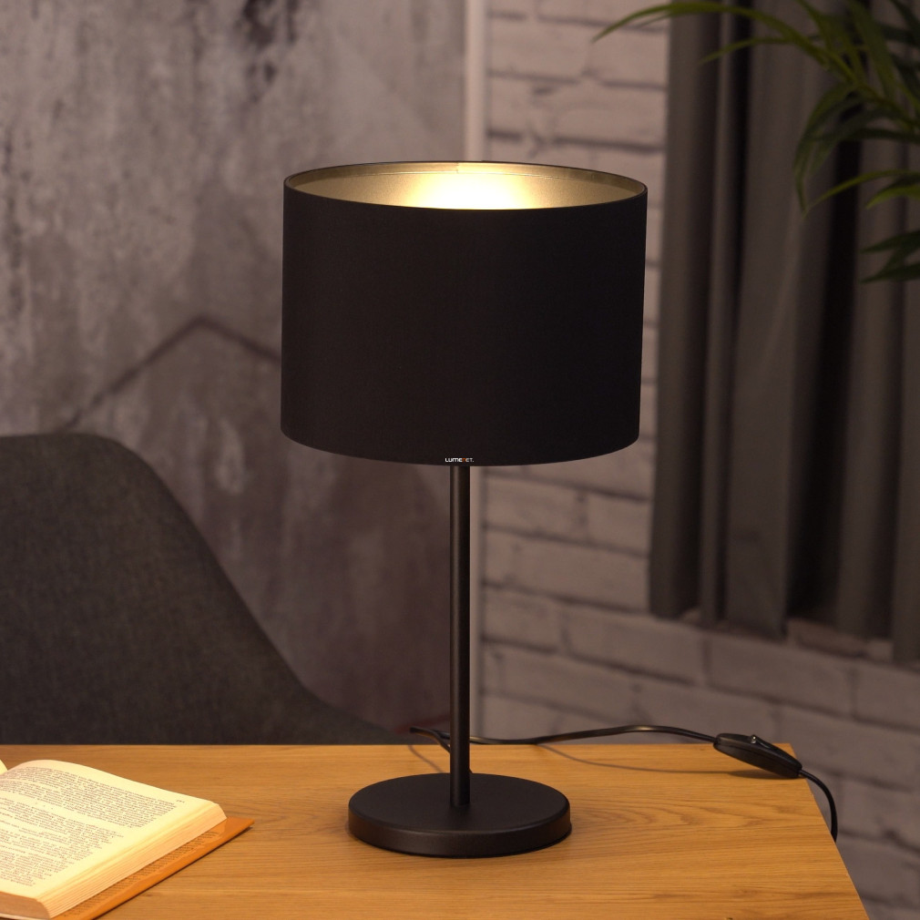 Fekete asztali lámpa, textil (Maserlo 1)